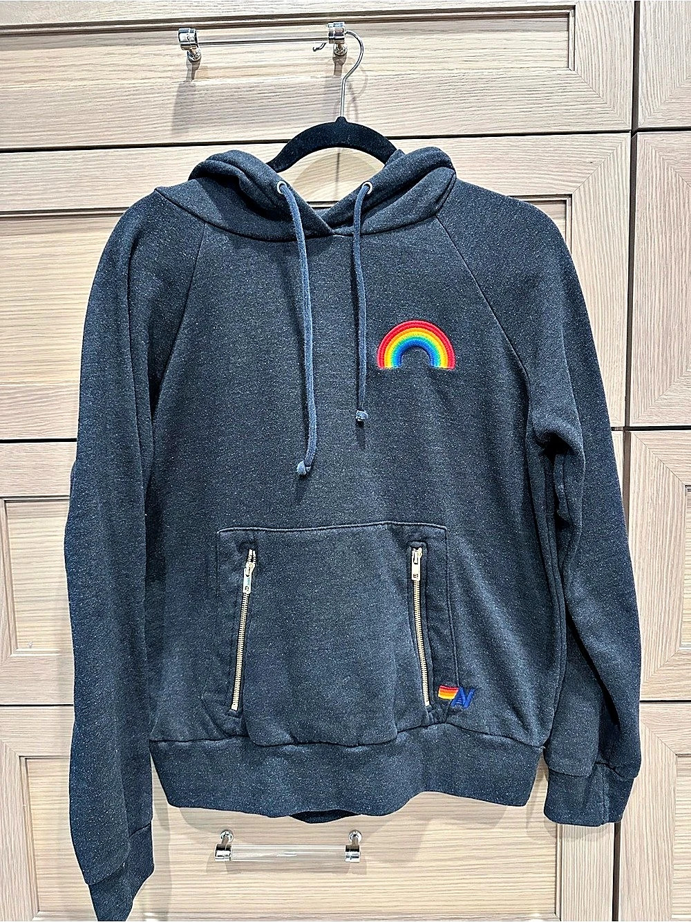 Aviator Nation Rainbow Hoodie in Black Like New